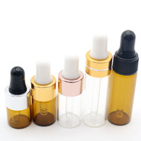 Flacon compte-gouttes vide en verre transparent ambré, mini, petit, 1ml, 2ml, 3ml, 5ml, pour échantillons d'huiles essentielles