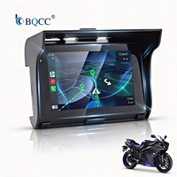 BQCC Écran portable GPS pour moto 5 pouces HD IPS avec CarPlay sans fil 5.0, Android, USB, BT, Mirror Link, étanche IP67