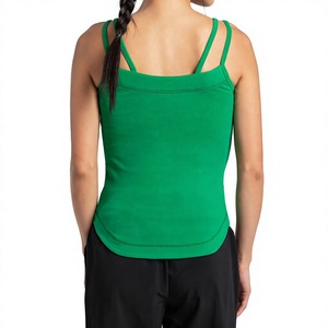 Women's Green <b>Sleeveless</b> Tank <b>Top</b> Scoop Neck Casual <b>Knitted</b> Spandex/Polyester Solid Color Breathable Eco-Friendly Quick Dry 180g - Product Image 3
