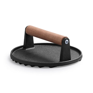 Prensa <span class=keywords><strong>para</strong></span> carne de barbacoa de 17 cm con logotipo personalizado disponible, prensa <span class=keywords><strong>para</strong></span> <span class=keywords><strong>hamburguesas</strong></span> de hierro fundido con mango de madera - Product Image 1