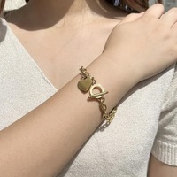 Bracelet Chaîne Maille Cœur DIY Vierge Plaqué Or 18K en Gros, Fermoir OT en Acier Inoxydable pour Femme