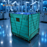 Conteneur de stockage pliable en treillis métallique galvanisé pour entrepôt, robuste, pour préformes PET