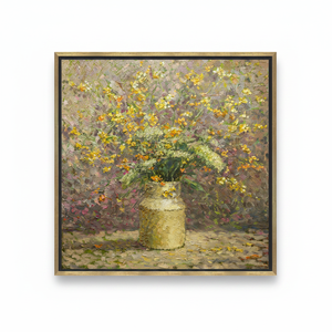 Yellow Flowers Tempered Glass Print: Abstract Floral <b>Canvas</b> Artwork,GOLD <b>FRAMED</b> <b>CANVAS</b> - Product Image 2