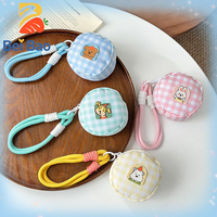 Dompet Koin Boneka Lucu Plushie Factory dengan Tali Gantungan, Dompet Mini Motif Kotak-kotak, Seri Boneka Beruang Kelinci, Gantungan Tas, Ready Stock