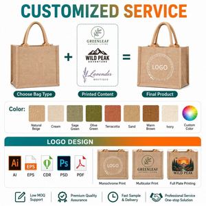 Custom LOGO and <b>Size</b> Jute Shopping <b>Bag</b> OEM <b>Medium</b> Beach Shoulder Closure Letter Pattern Reusable Tote <b>Bag</b> Wholesale Eco-friendly - Product Image 5