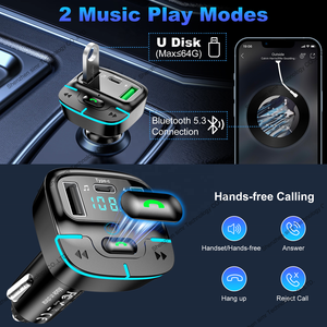 Simr W1 20W Modulateur <span class=keywords><strong>Bluetooth</strong></span> 5.3 mains libres, chargeur de voiture 2.4A, adaptateur double USB Type C, lecteur MP3 de voiture, <span class=keywords><strong>radio</strong></span> FM, émetteur FM - Product Image 5