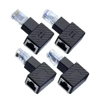 Konverter RJ45 Male Female Sudut Kiri/Kanan Adaptor Ekstensi Kabel Jaringan Cat5 Cat6 LAN Ethernet DC untuk Laptop
