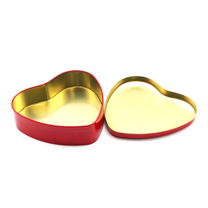 Simple Design Red Heart Shaped Tin Can Candy Chocolate Cookie Container Heart Tin Box