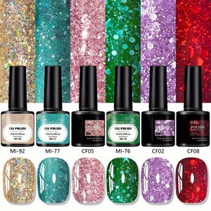 pcs Festive & New Year Glitter <b>Gel</b> <b>Nail</b> Polish <b>Set</b> - Red, Green, Blue, Pink & More | LED Soak Off <b>Nail</b> Varnish for Vibrant - Product Image 2
