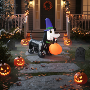 Décorations gonflables d'Halloween de 1,5 m : Chiot squelette Teckel gonflable avec LED intégrées et <span class=keywords><strong>citrouille</strong></span> gonflable pour la décoration d'Halloween - Product Image 6