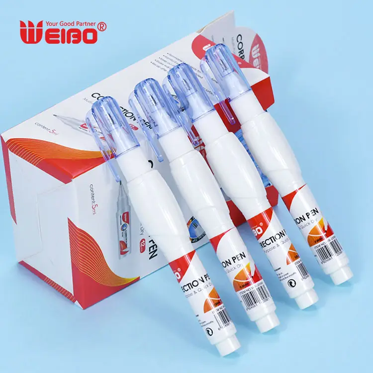 Weibo penna di correzione della punta del metallo penna fluida di correzione del fluido bianco personalizzata con prezzo economico di alta qualità per gli studenti