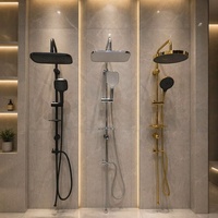 Colonne de douche noire de qualité supérieure en acier inoxydable surpuissante avec douchette séparée et jet pluie pour hôtels