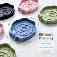Porte-savon en silicone en forme de rose, drainable, antidérapant, avec bec de drainage pour salle de bain et cuisine