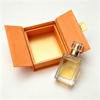 Coffret cadeau de parfum orange écologique de luxe, emballage personnalisé, boîte de rangement cosmétique, flacon de parfum carré en papier, logo personnalisé