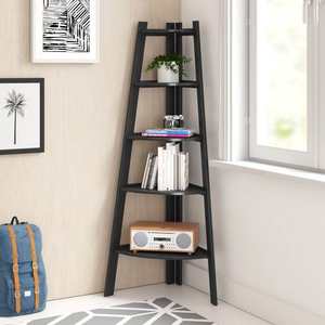 Estante de libros ajustable de hierro con forma de <span class=keywords><strong>escalera</strong></span> multifuncional, estantería portátil de 5 neumáticos, estantería moderna de madera contrachapada para niños - Product Image 4