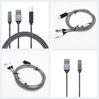 Câble d'extension USB 2.0 Type-C à charge rapide, conducteur en cuivre pur, gaine en nylon pour imprimante, ordinateur, lecteur de codes-barres, écouteurs