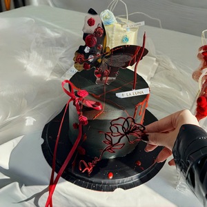 Honey And Sweetness Butterfly <b>Mirror</b> Rose Acrylic Cake Decoration For Valentine's Day Birthday Qixi Festival Cake Topper - Product Image 2