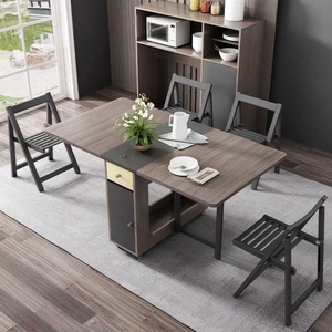 Juego de mesa y sillas de comedor plegable Mesa de comedor de cocina plegable que ahorra espacio de madera a Manger Complet - Product Image 1