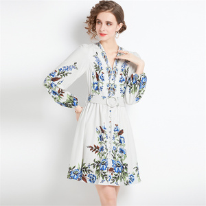 <span class=keywords><strong>KI</strong></span>- QW751-95 Femmes Dame Ressort Plus La Taille Mi Élégant Floral Habillé Jupe - Product Image 5