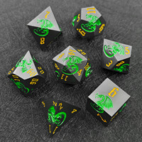 Jeu de dés en métal Dragon Noir Argenté, polyédriques, émaillés rouge, vert, bleu, pour RPG, D&D, jeux de rôle sur table, Pathfinder
