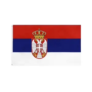 Bandeira da Sérvia com impressão digital em tecido de poliéster com design personalizado por atacado e excelente qualidade