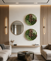 Mur végétal artificiel décoratif, panneau de plantes vertes rondes et carrées, mur vertical de fleurs artificielles pour la décoration de hall d'hôtel, de maison ou de bureau, OEM