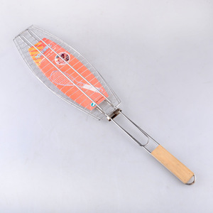 Bbq Grill Net Chrome Plated Long Handle Fish Grilling Clip Heat Resistance Outdoor Cooking Tool 68X14X40mm - Product Image 1