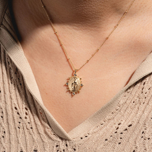 Collar con colgante de Lady Lourdes de Zirconia cúbica de oro de 18K, collar de plata de ley 925, collares personalizados antideslustre para mujer - Product Image 2