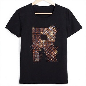 Camisetas de Hombre 100% Algodón, Sólidas, con Pedrería Personalizada en la Parte Delantera, Transpirables, de Secado Rápido, Manga Corta, Corte Holgado, Estilo Invernal para Exteriores - Product Image 1