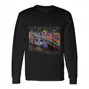 Camiseta de manga larga Vegas Strip con diseño de paisaje urbano y luces de Las Vegas, Nevada - Product Image 2