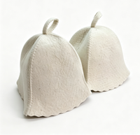 Chapeau de sauna en feutre de laine 100% naturelle, texture gaufrée, bord festonné, non imprimé, protection pour la tête lors du bain de sauna