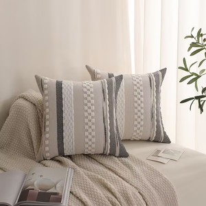 Boho ném gối bao gồm 18x18 inch sọc cousion bìa trang trí Chenille gối vuông đệm bao gồm - Product Image 4