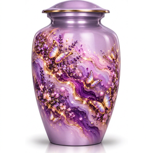 Urne funéraire personnalisée de style américain pour cendres humaines, 200 pouces cubes, pour adulte, commémorative, avec motif floral et papillon, vente en gros - Product Image 1