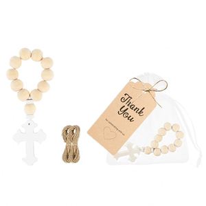Wooden Rosary Cards Bags Baptism First Communion Baby Shower Laser Art Style <b>Pine</b> <b>Box</b> Favors for Girls and Boys - Product Image 2