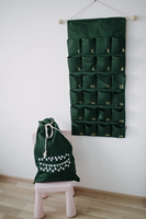 Décoration de Noël avec compte à rebours et 24 poches, calendrier de l'Avent mural rouge et vert, cadeau de Noël pour enfants