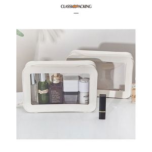 Sac cosmétique transparent en PVC personnalisé, sac de voyage étanche, boîte à maquillage transparente en PVC, sac de toilette personnalisé, sac à maquillage en cuir PU personnalisé - Product Image 1