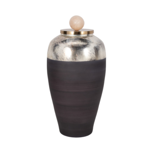 Vaso Decorativo in Vetro con Coperchio in Resina, Forma Ovale per Esposizione su Tavolo del Soggiorno, Elegante Elemento d'Arredo - Product Image 3