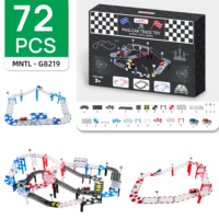 Piste de course magnétique MNTL 72 pièces avec voiture électrique et parking, jouet d'aventure pour circuit de slot car