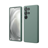 Étui SHT vert nuit en silicone imitation cuir antichoc compatible S25 Ultra, protection intégrale fine pour téléphone 6,8 pouces