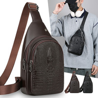Nouvelle sacoche de poitrine tendance pour homme - Sac bandoulière décontracté polyvalent et élégant en PU imperméable à motif crocodile