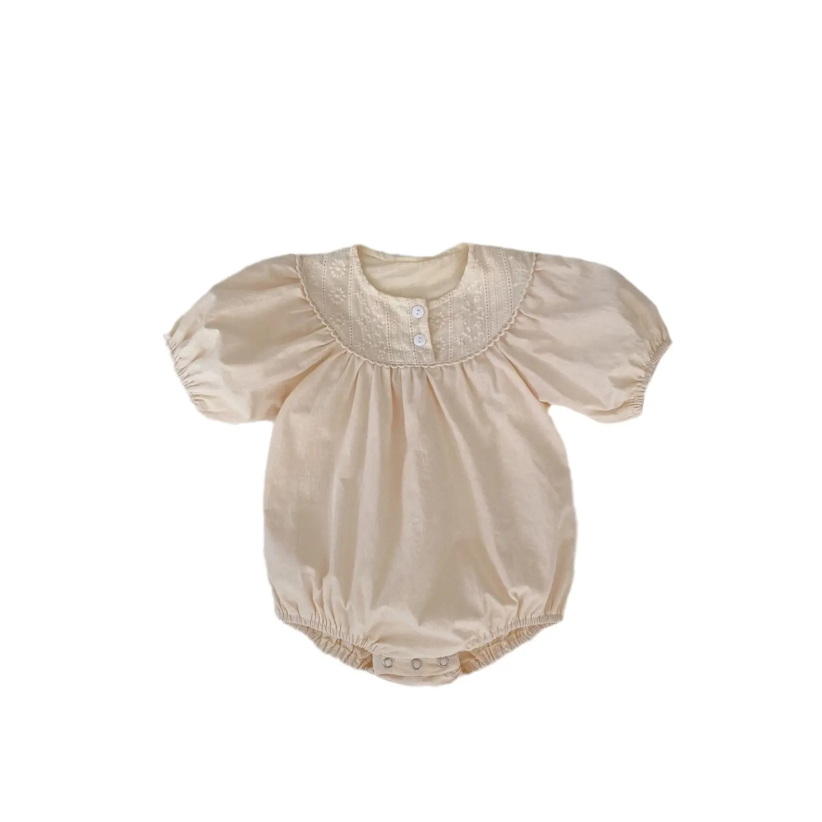 Sommer 2024 Babykleidung für Mädchen im Alter von 0-3 Jahren, einfache und süße Patchwork-Kleidung mit Rundhalsausschnitt und Spitze
