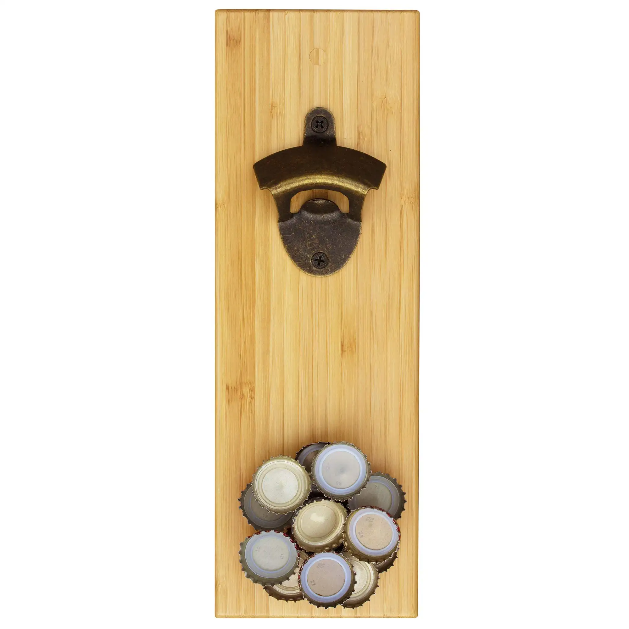 Custom Natural Bamboo Beer Soda Bottle Opener with Magnetic Cap Catcher Beautifully Crafted for Kitchen Man Cave Cabin Patio Bar