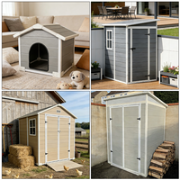 Abri de jardin en plastique PP durable, imperméable, avec toit incliné, panneaux transparents, double porte verrouillable, 6*5 pieds