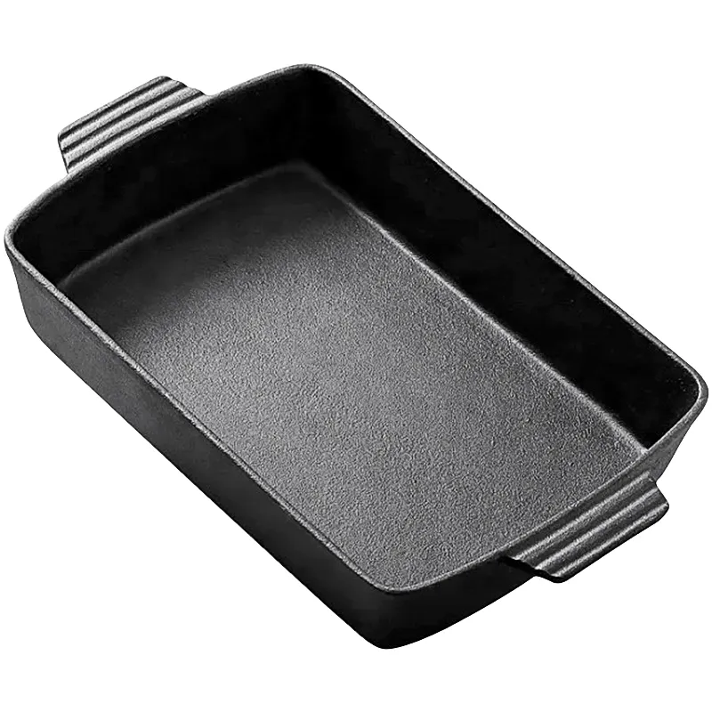 Factory Wholesale Rectangular Cast Iron Bakeware Pre-seasoned Non Stick Roasting Pan Cast Iron Bread Loaf Pan