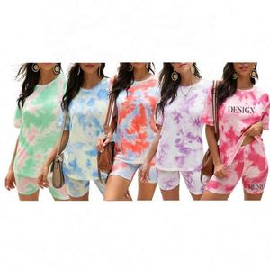 Gradient Loose Street Casual <b>T</b>-Shirt Skinny Shorts Two-Piece Set Everyday Comfort Style Ladies Suit Custom Logo Suit - Product Image 1