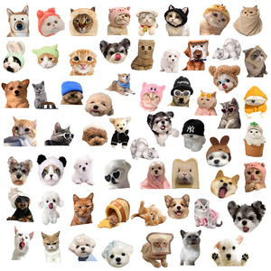 Niedliche Tier-<span class=keywords><strong>Meme</strong></span>-Aufkleber |   Verspielte Katzen & Hunde mit Kostümen, ideal für Tagebücher & Partygeschenke - Product Image 1