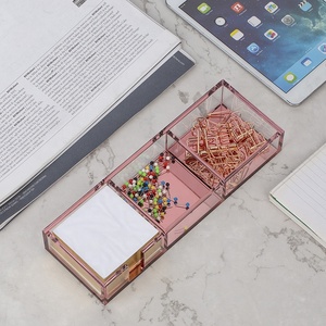 Acrylic dính Lưu ý chủ rõ ràng dính ghi chú lưu trữ 3 Lưới lưu ý pad lưu trữ container giấy <span class=keywords><strong>Clip</strong></span> chủ cho máy tính để bàn tổ chức - Product Image 1