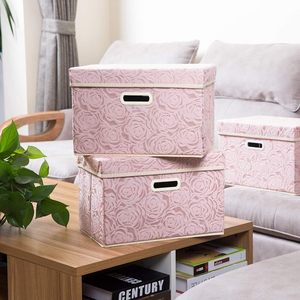 Collapsible Art Deco Floral Fabric <b>Storage</b> Bins <b>Cubes</b> 24 Quarts Stackable for Bedroom Closet Living Room 14.9x9.8x9.8 - Product Image 2