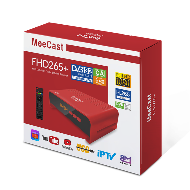 Upgraded FDH265+ DVB S2 Satellite TV Receiver CA Built-in WiFi H265 Digital FTA Decoder GX6605H Plastic Set Top Box