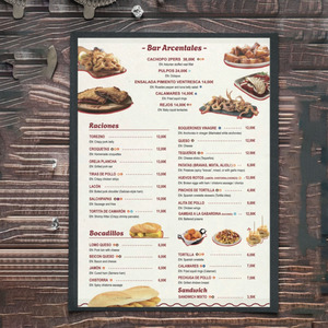 Carte de menu de restaurant personnalisée, feuille de menu en carton épais à une page, image de plat, texte et prix personnalisés pour bar, café, bistrot - Product Image 2